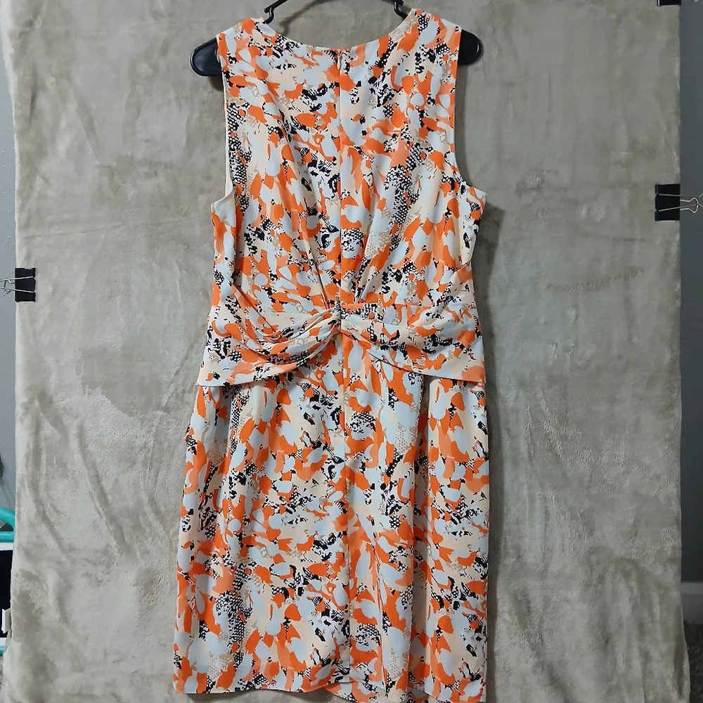 DKNYC Orange and Black Patterned Midi Dress Size 14 - Picture 9 of 16